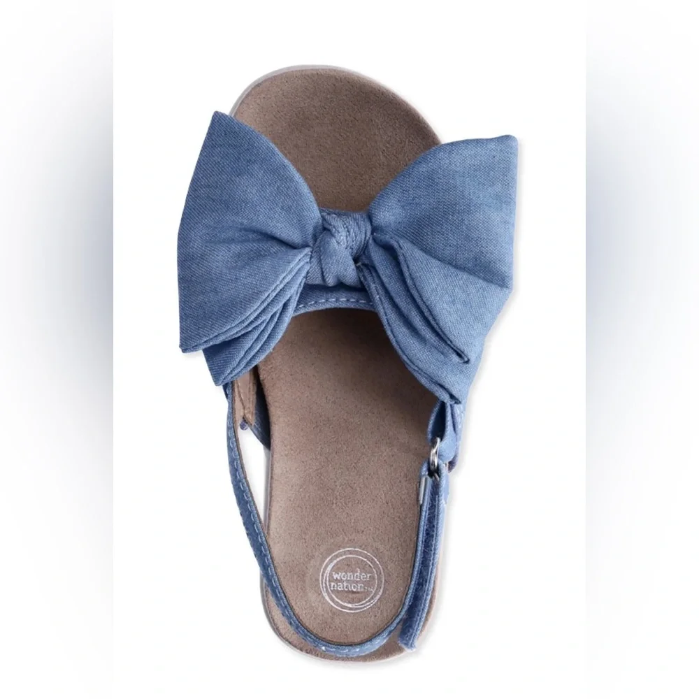 Wonder Nation Denim Toddler Sandals‎ with Bow! NWT! Size 11!